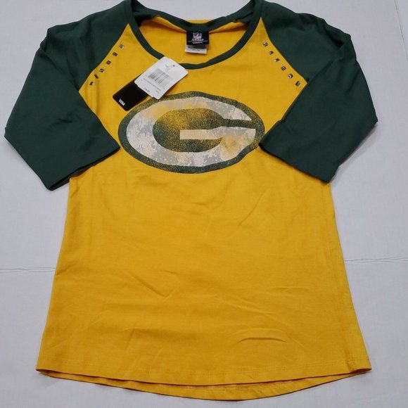 NWT Green Bay Packers Yellow Long Sleeve Top Shirt Women's Small New With Tags - Picture 1 of 8